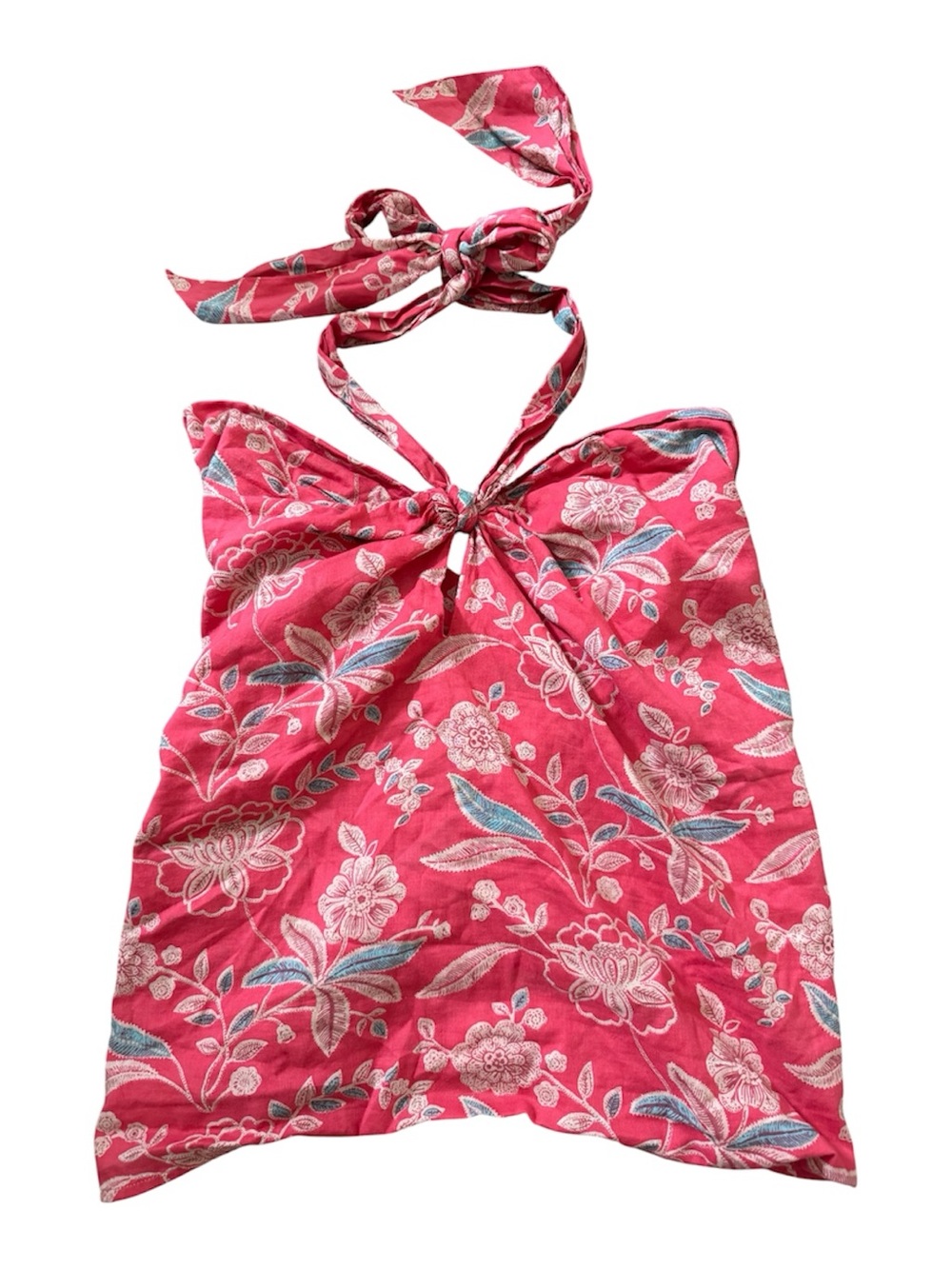 Desert Queen Mai Floral Halter Tie-Back Top pink size 36 US S